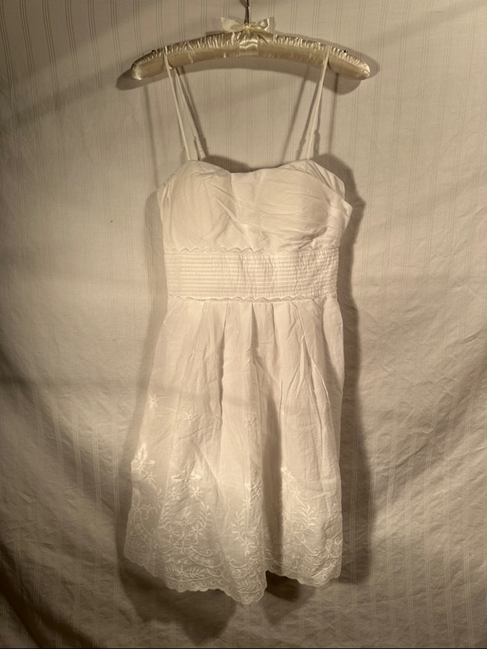 Speechless White Spaghetti Strap Eyelet Sundress